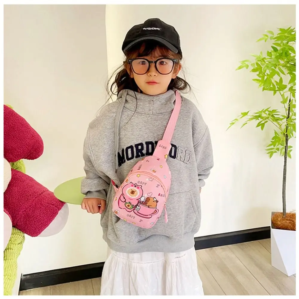 حقيبة كتف كابيبارا الجديدة من النايلون خفيفة الوزن على الصدر حقيبة كروس على شكل حيوانات كرتونية للأطفال