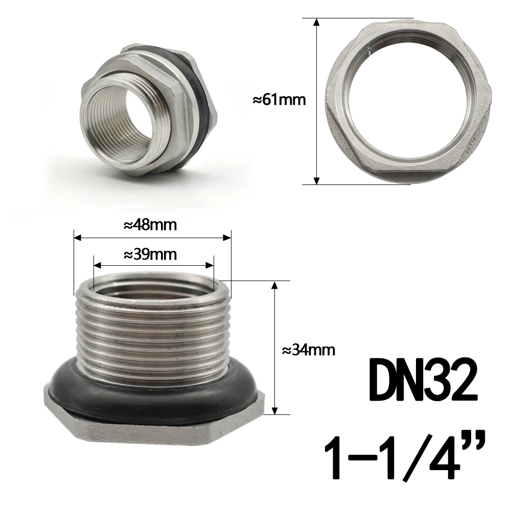 1/4 "3/8" 1/2 "3/4" 1 "2" BSP Innengewinde SUS304 Edelstahl Externe Schott Gelenk Wassertank Gelenk Stecker Adapter – Detail 11