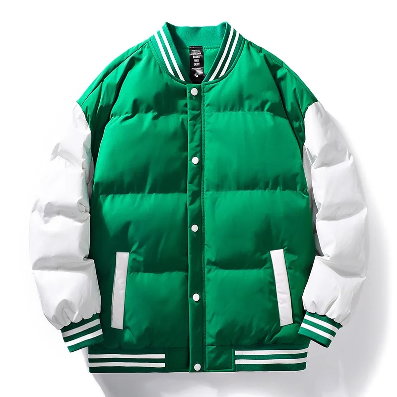 American Baseball Collar Cotton Coat Jacket Men's Winter New Youth Loose Casual Thickening Bread Coat Cotton-Padded Coat Men
