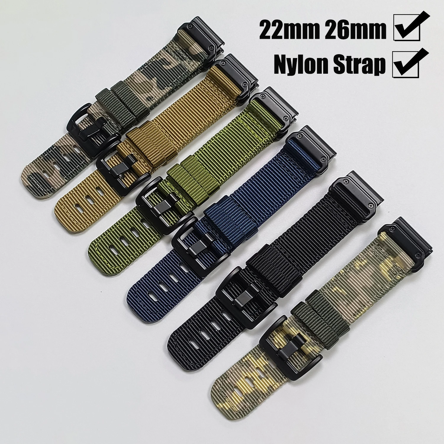 Premium Nylon QuickFit Strap - 26mm/22mm Adjustable Band Bracelet