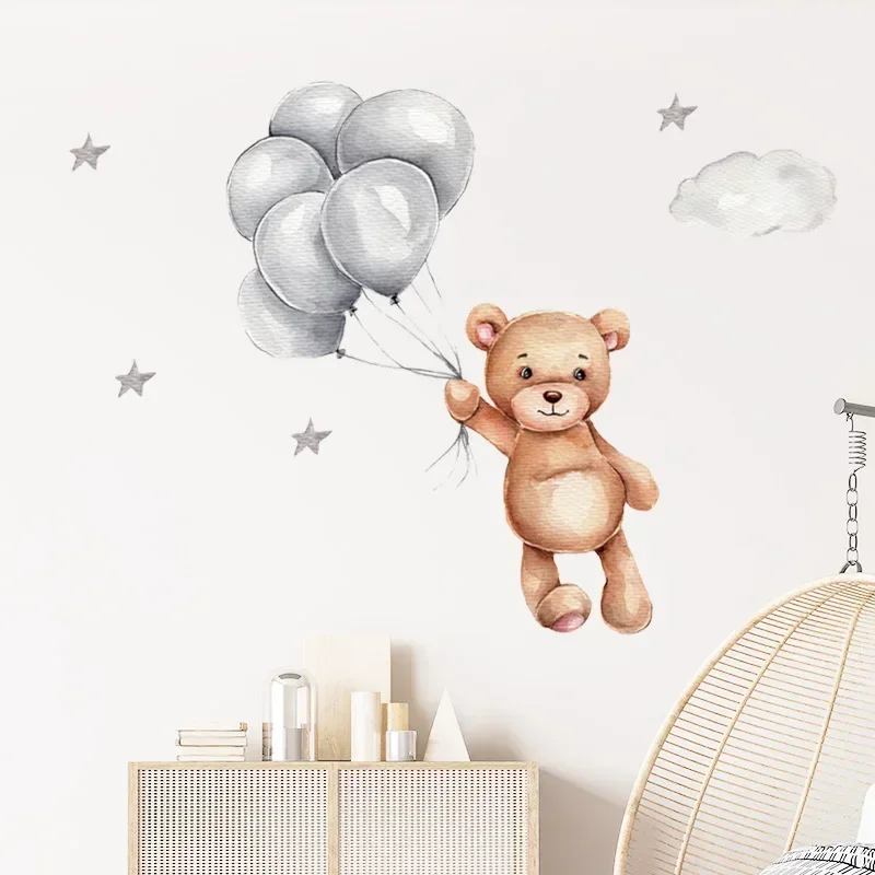 Cute Teddy Bear Wall Stickers for Kids Rooms Baby Nursery Room Decoration Wall Decals Bear Home Decor Self-adhesive Stickers PVC wall stickers vinyl decal stickers children room decoration