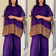 2023 Spring African Print Clothes for Women Summer 2 Piece Set Top and Pant Casual Outfits Fashion Africa Leopard Dashiki Suits