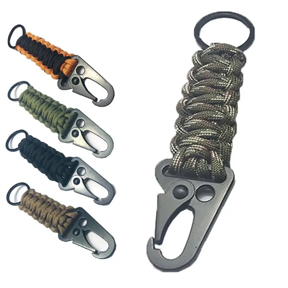 Survival Outdoor Umbrella rope Braided Lanyard Buckle Hook Keychain Carabiner