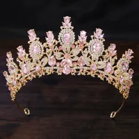 Baroque Luxury Water Drop Crystal Flower Bridal Tiaras Crown Rhinestone Pageant Diadem Bride Headpieces Wedding Hair Accessories - Image 4