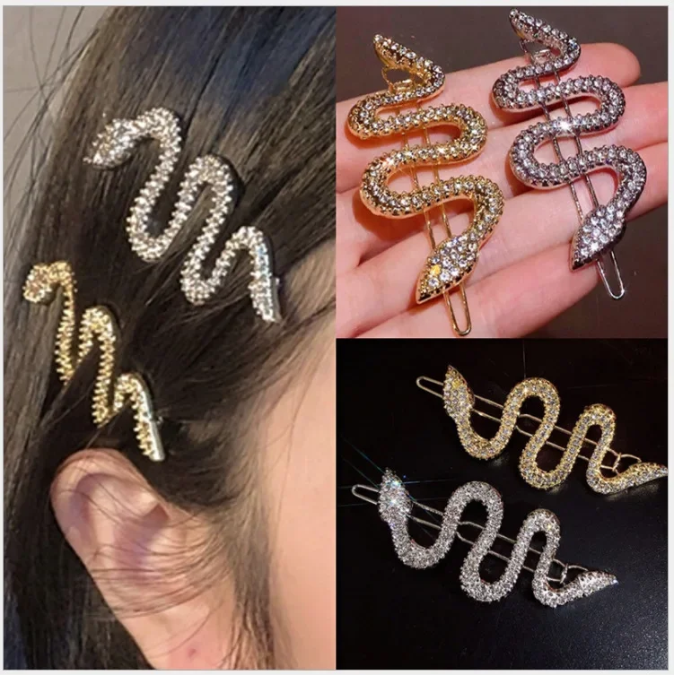 

Snake Shaped Diamond Fashion Women's Bangs Duck Beak Clip Alloy Temperament Simple Design Hair Clip Girl Hair Accessories