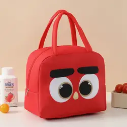 Enhanced Cartoon Insulated Lunch Bag - Oxford Cloth Bento Box Carrier, Handheld Cooler for Camping and Fresh - Keeping (Red bird)