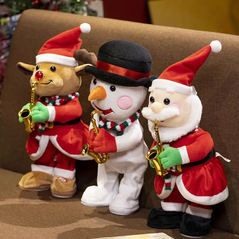 Electric Santa Claus Christmas Figurines Doll Decor Musical Dancing Christmas Santa Claus Toys Electric Dolls New Year Gifts