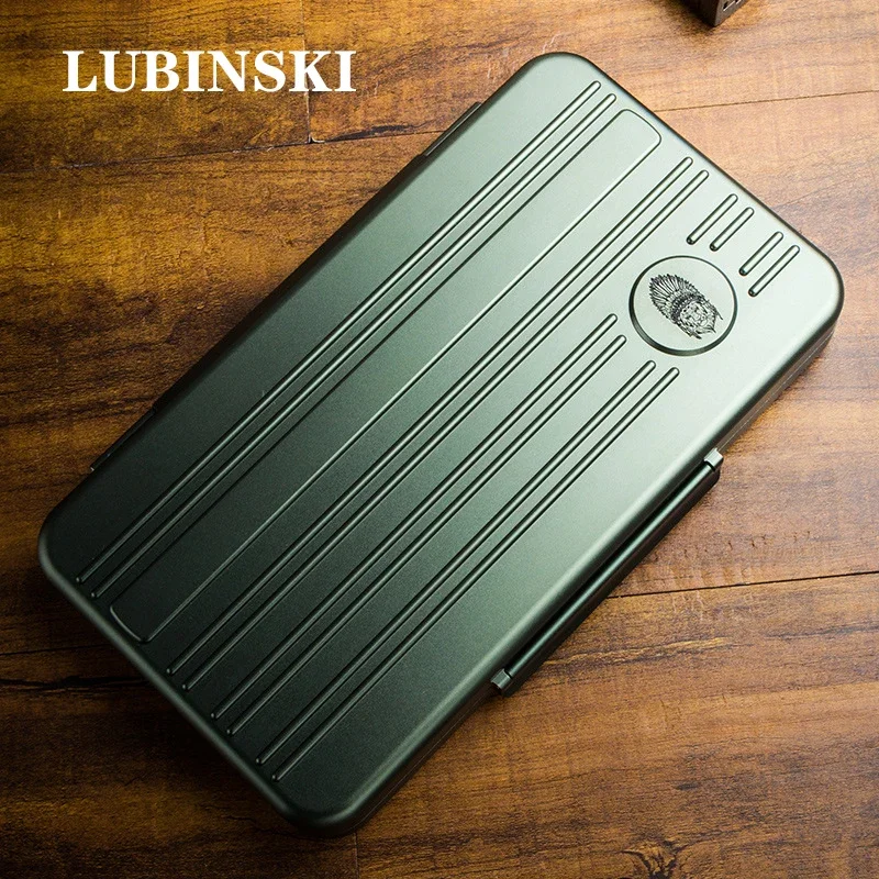 

LUBINSKI Aviation aluminum & Gum Lined Cigar Portable Travel Humidor Case Holder Waterproof 5 Cigars W/Gift Box Fit Cigars Sigar