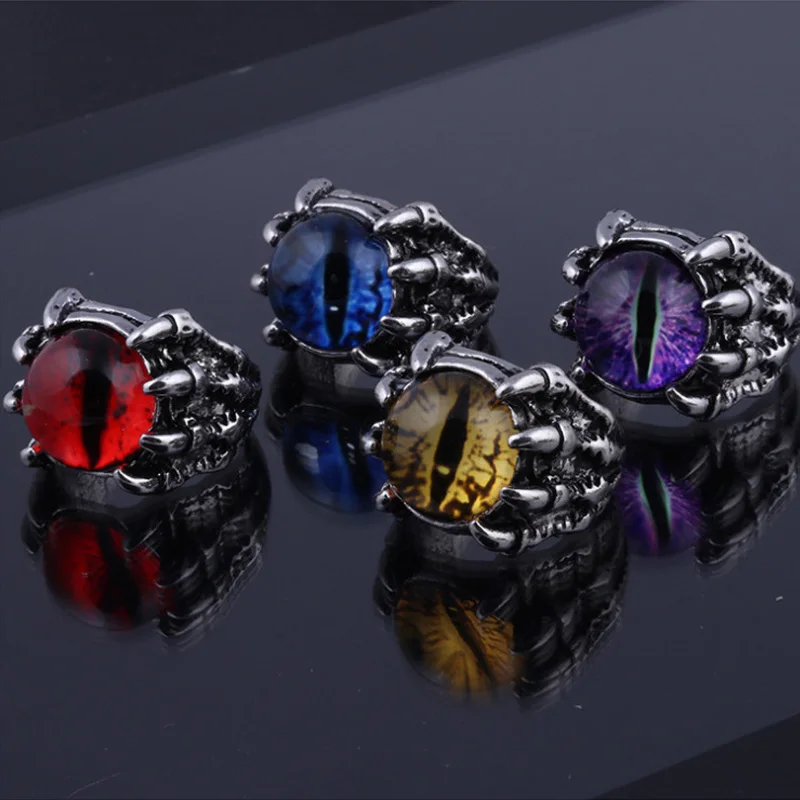 Retro Teufels auge Drachen klaue großer Ring für Männer Punk Gothic Rock HipHop verstellbarer offener Ring Biker Schmuck Zubehör Mann Geschenk