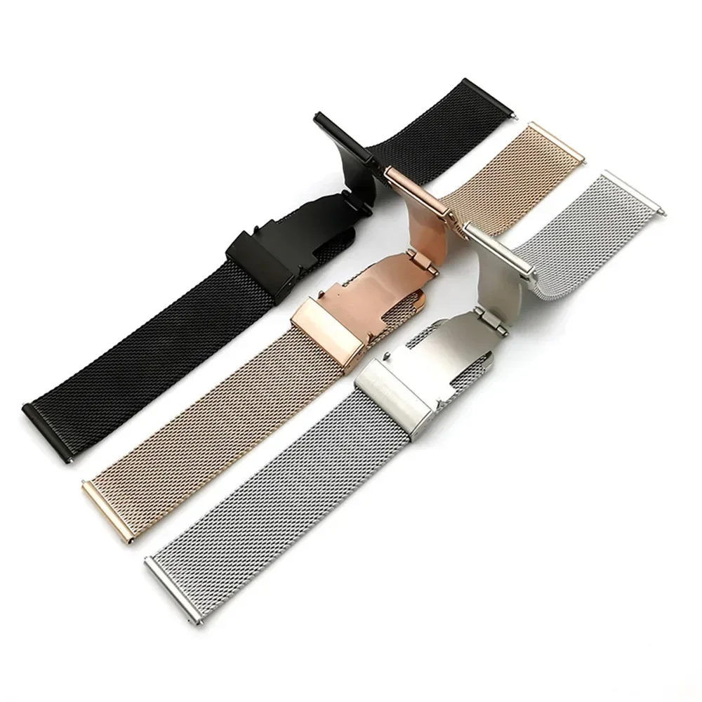 Elegant Stainless Steel Mesh Milanese Loop Watch Band with Quick Release and Butterfly Clasp