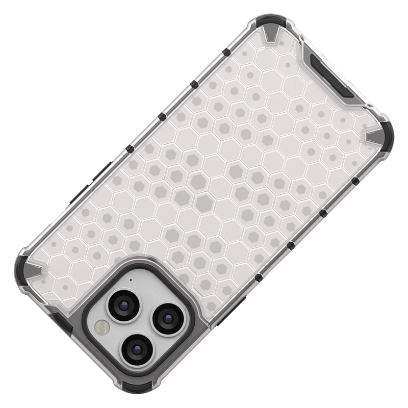 Honeycomb Clear Stødsikkert Etui Til Hybrid TPU Transparent Armor Cover iPhone 7 8 Plus 11 12 13 14 15 Pro Max_voghion.com