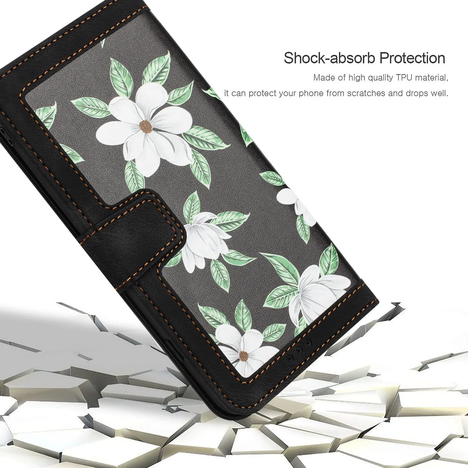 Luxury Knurling Flip Wallet Leather Case Cover