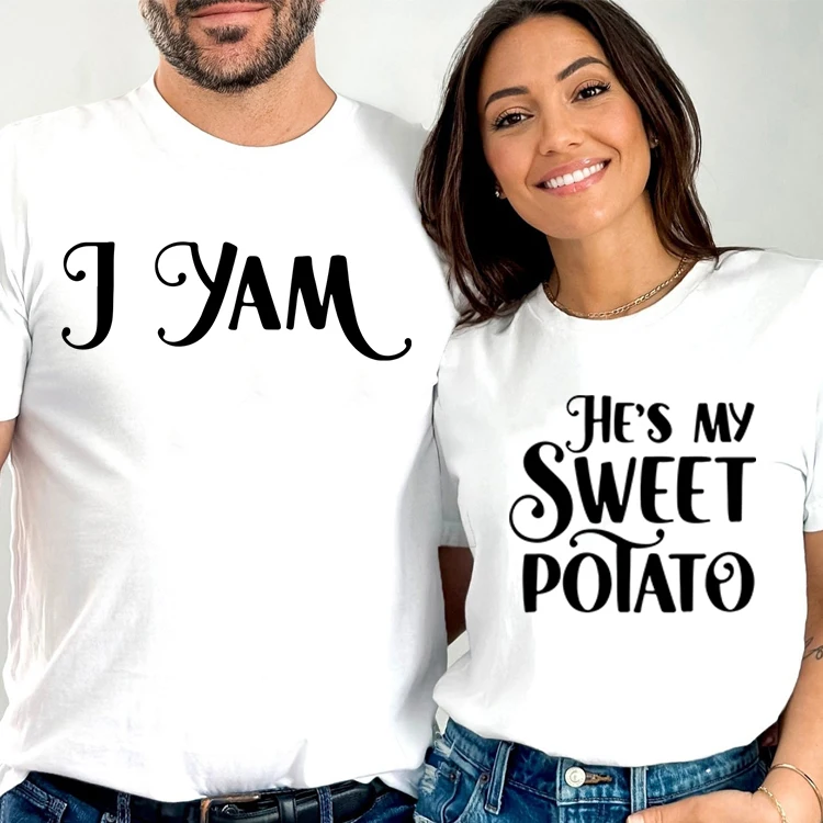 Coppia Camicia Abbinata Harajuku Fashion He'S My Sweet Potato I Yam Allentato Casual High Street Tees Estetica Unisex Camicetta Amante T