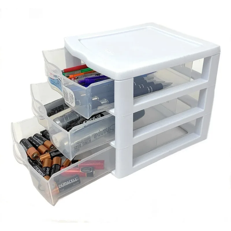 

Sterilite Small 3 ящик Рабочий стол Unit, Plastic, White