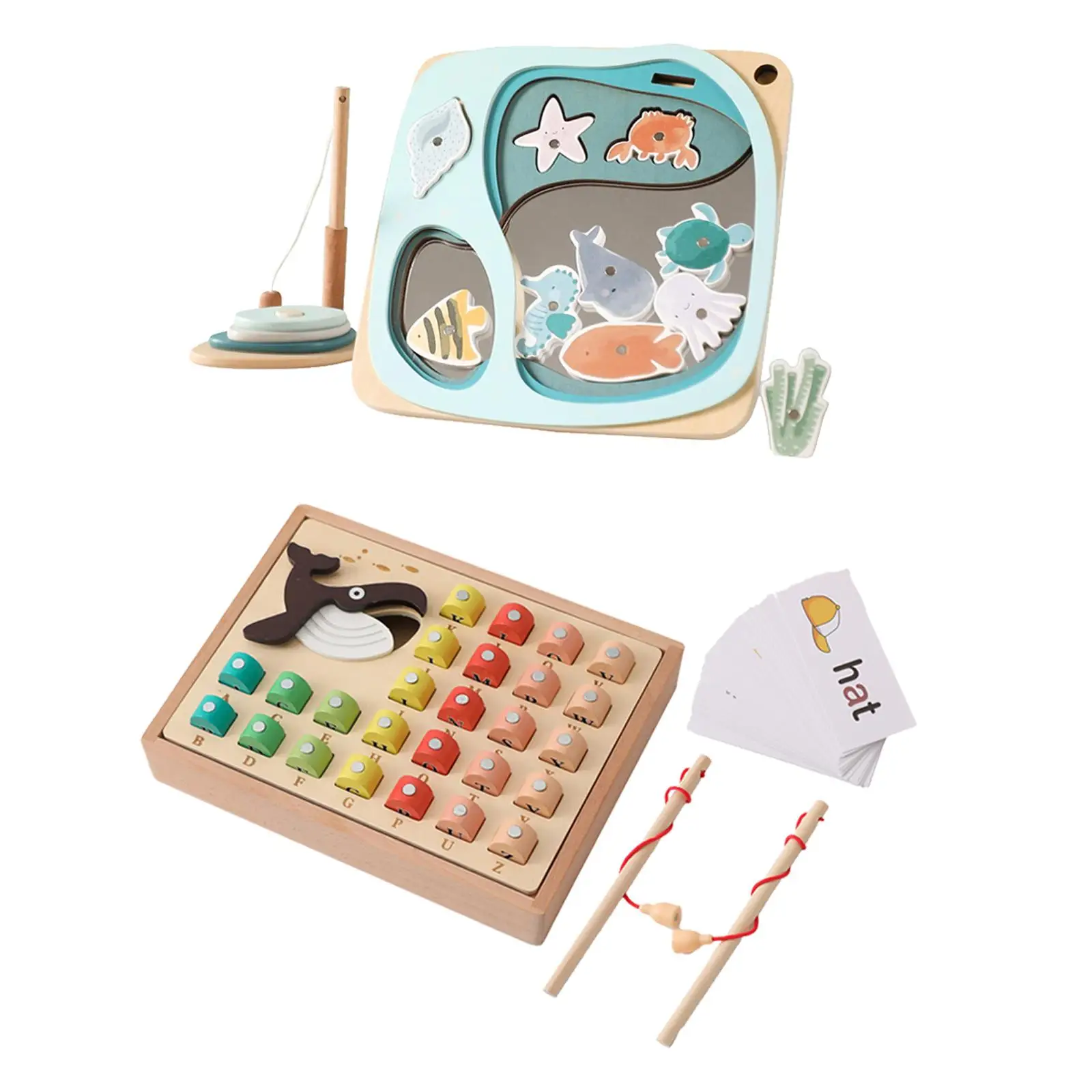 

Wooden Fishing Game Toy Interactive Cognition Learning Gift Color Sorting Puzzle for 3 4 5 Year Old Girls Boys Toddlers Kids