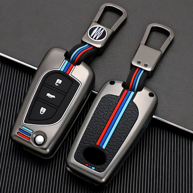 Car Flip Folding Key Case Holder Cover For Toyota Camry Chr C-hr Prado ...