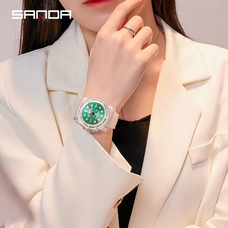 2023 Fashion Quartz Hot Sale Watch Luminous Calendar Function Electronic Wristwatch for Women Students Digital Clock SANDA 6078