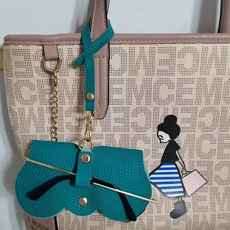 1 lychee embossed glasses case, cute leather glasses protection bag, portable travel glasses holder