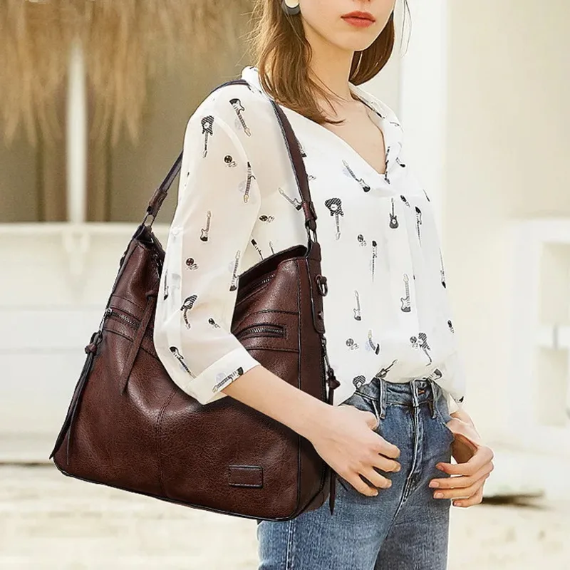 

Winter Vintage PU Leather Handbag Tassel Women Hand Fashion Shoulder Bags For Women 2021 Totes Bag Bolso Mujer