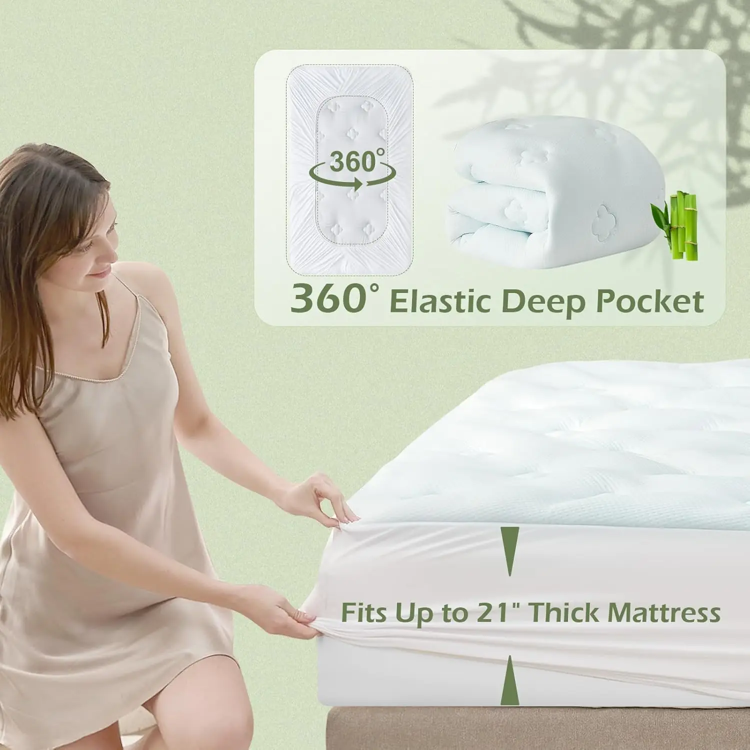 RV Short Queen Mattress Topper Viscose Derived from Bamboo, Camping Memory Foam Pillow Top Mattress Topper, Breathable Mattress - Image 4
