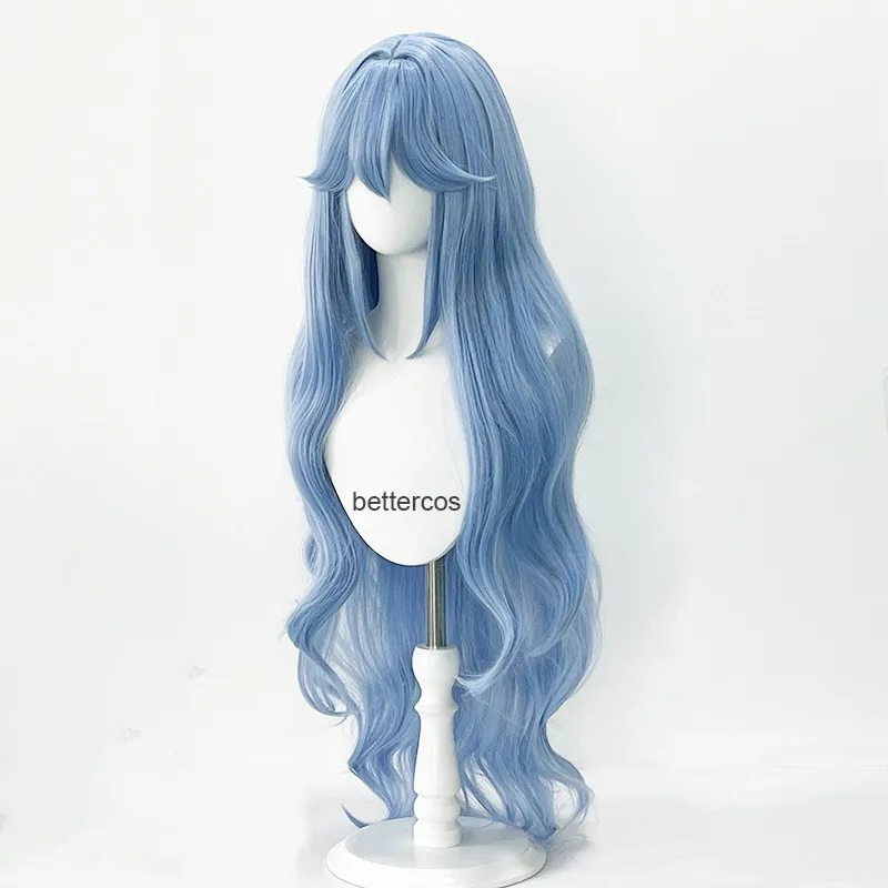 Hochwertige Ayanami Rei Cosplay-Perücke, Anime EVA, 100 cm lang, cyanblau, lockiges Haar, hitzebeständig, Halloween-Party-Perücken + Perückenkappe – Detail 3