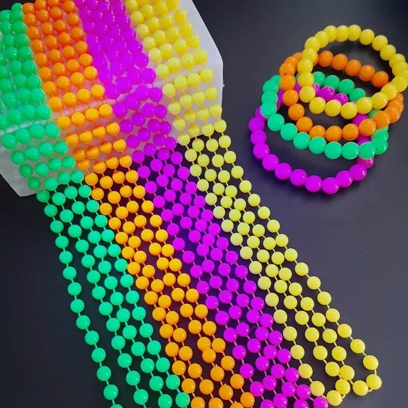 4–40 Stück verbundene Perlen, Halskette, Neon-Kostüm-Zubehör-Set, Armbänder, Halsketten, Foto-Requisiten, Party-Dress-Up-Perle, mehrfarbig – Detail 7