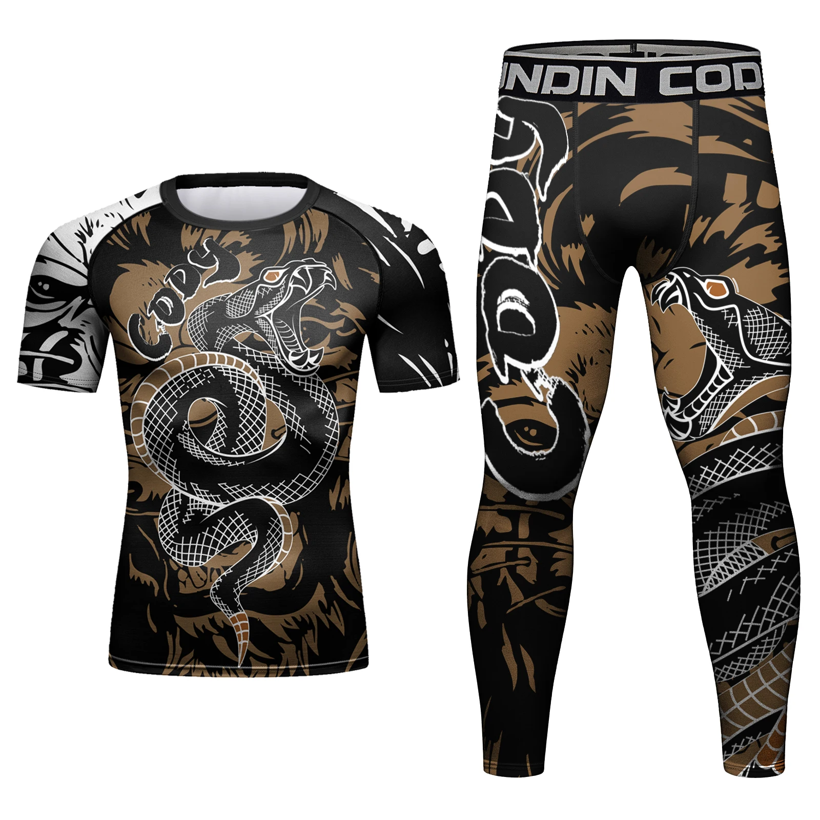 Cody Lundin Rashguard Tracksuits For Men’S Mma Kickboxing Club Fitness Workout Gym Muscle-Building Tight Fighting Sportswear Kit 4