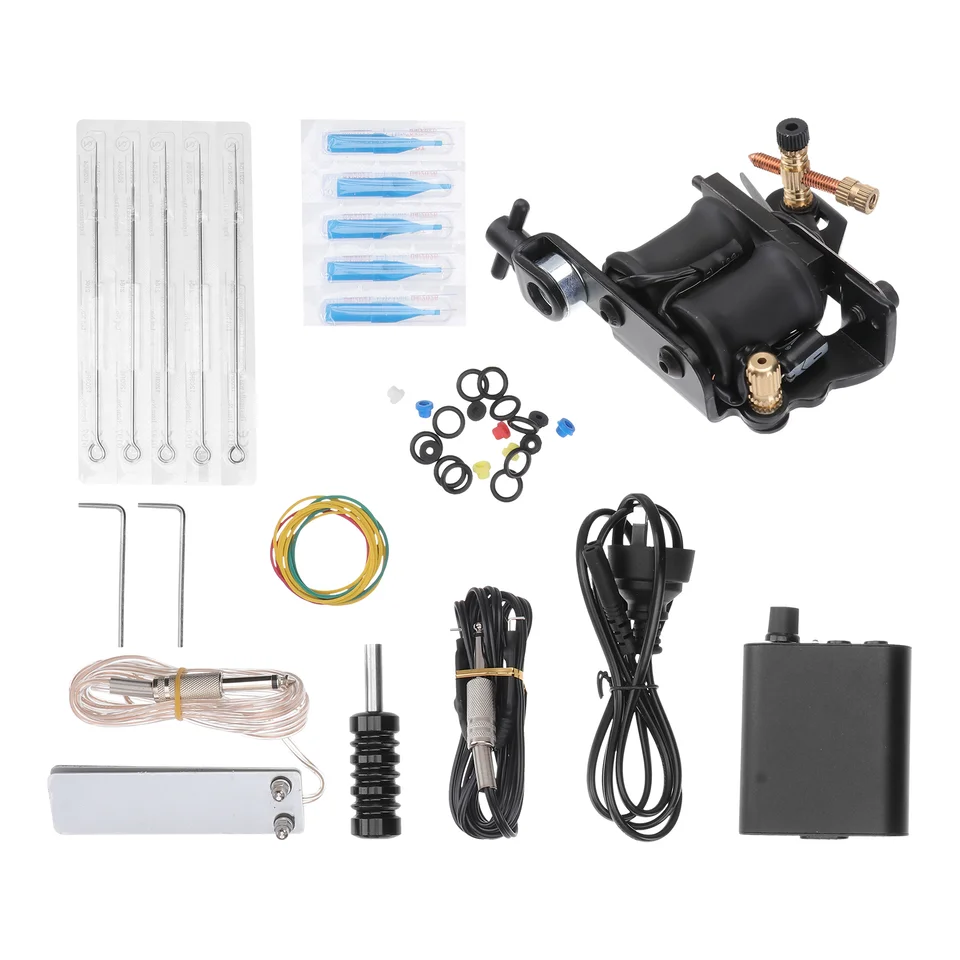 黒 L 字型ステンレス鋼コイルタトゥーマシンキット軽量シルバーペダル