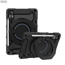 Shockproof Rugged Tablet Case with Pull Ring Stand for Redmi SE 8.7 inch (01 Black Black)