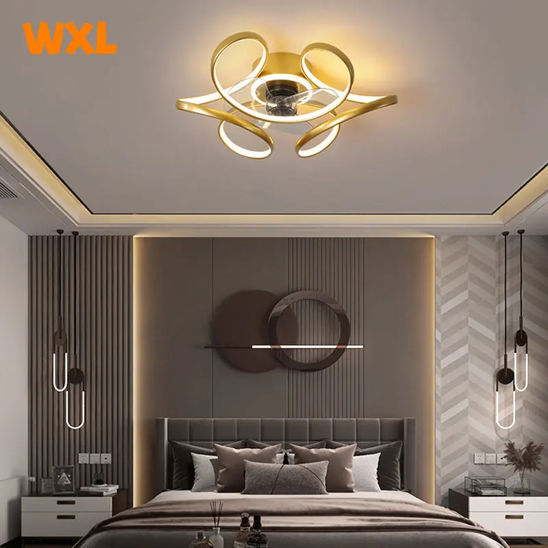 Modern led lamp with ceiling fan without blades bedroom ceiling fan with remote control fans light indoor lighting