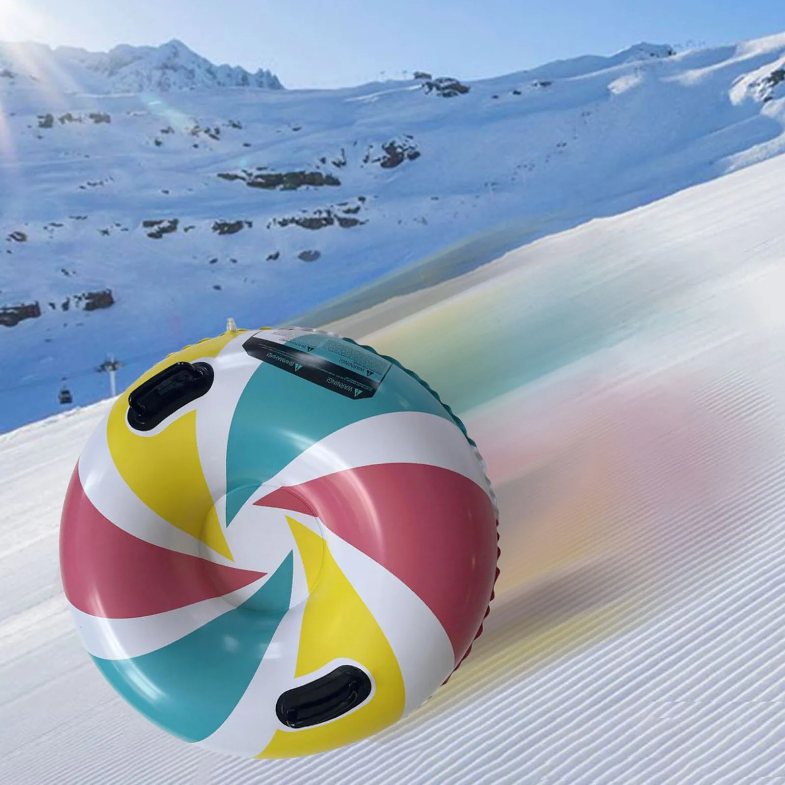 Inflatable Snow Tube Snow Sled Handles Sledge Circle Tire Tube Thickened Winter Sports Inflatable Skiing Circle Rings