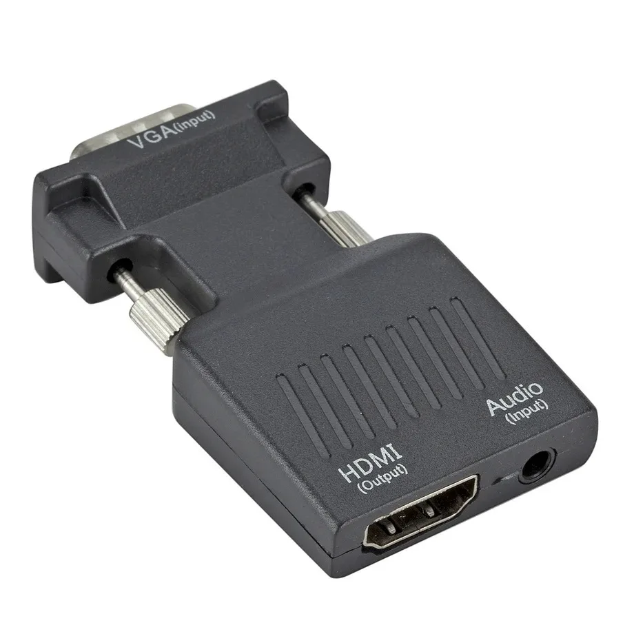 TB® - Convertitore adattatore VGA a HDMI con audio 1080P (sorgente di uscita VGA a TV/monitor/LCD con connettore di ingresso HDMI), convertitore video HDMI