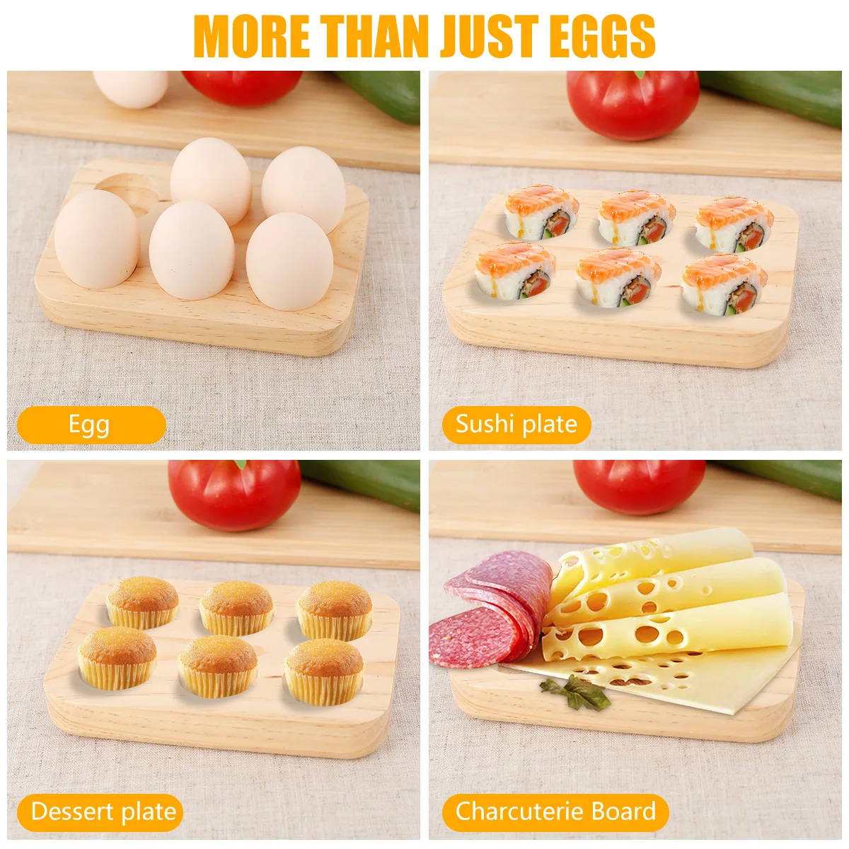 6/24 Holes Wooden Egg Tray Household Egg Storage Holder Kitchen Refrigerator Cooking Organizer Space Saving for Tabletop Display 5