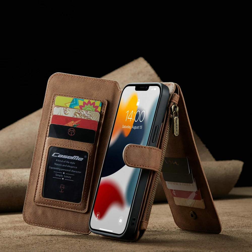Caseme Magnetic Leather Phone Case for iPhone 13 12 11 Pro MAX Detachable Wallet 14 Card Slots 7 8 Plus Xs Max | Мобильные телефоны