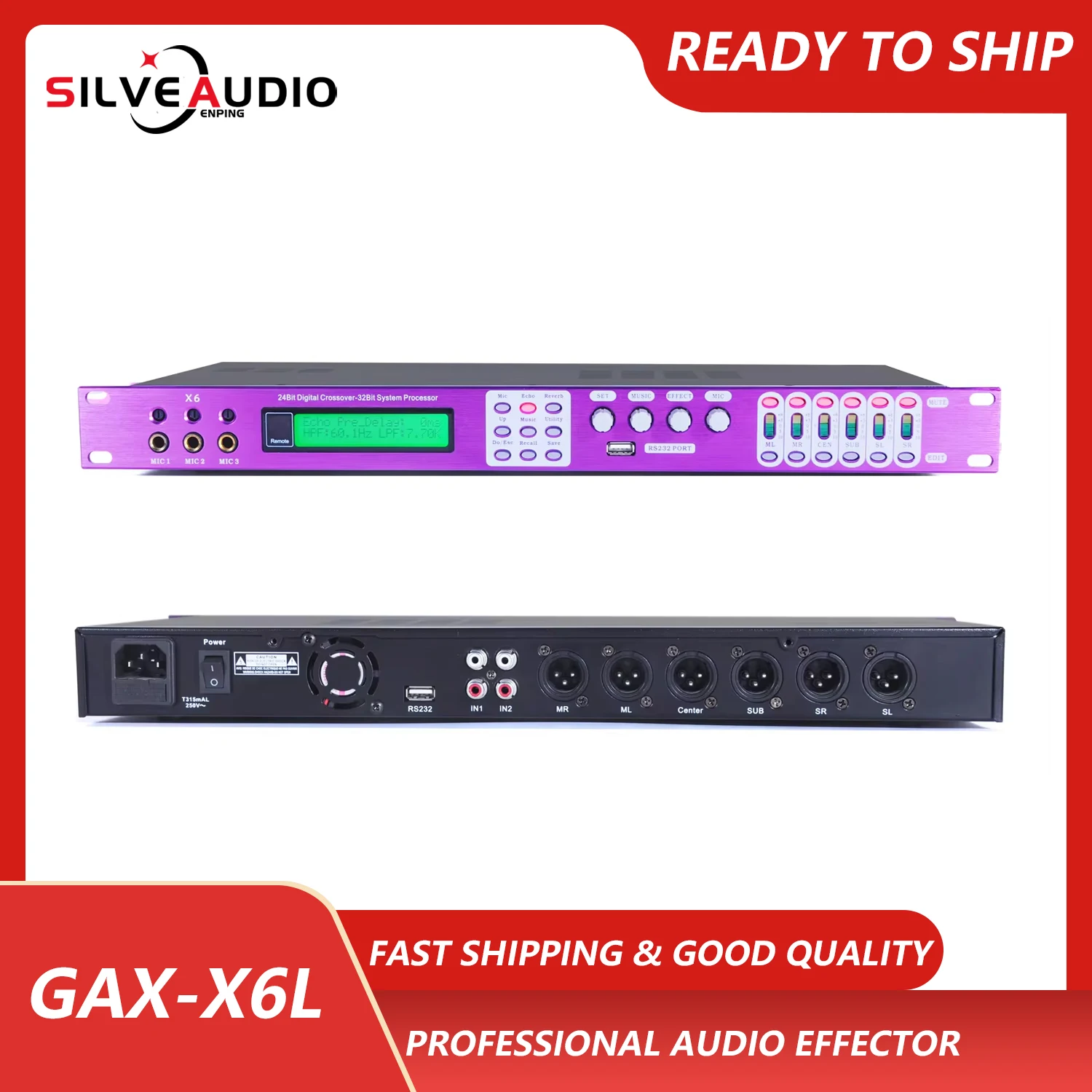 GAX-X6L 프리앰프 이펙트 전문 오디오 프론트엔드 리버브 이펙트 장치, 노래방 무대 공연에 적합