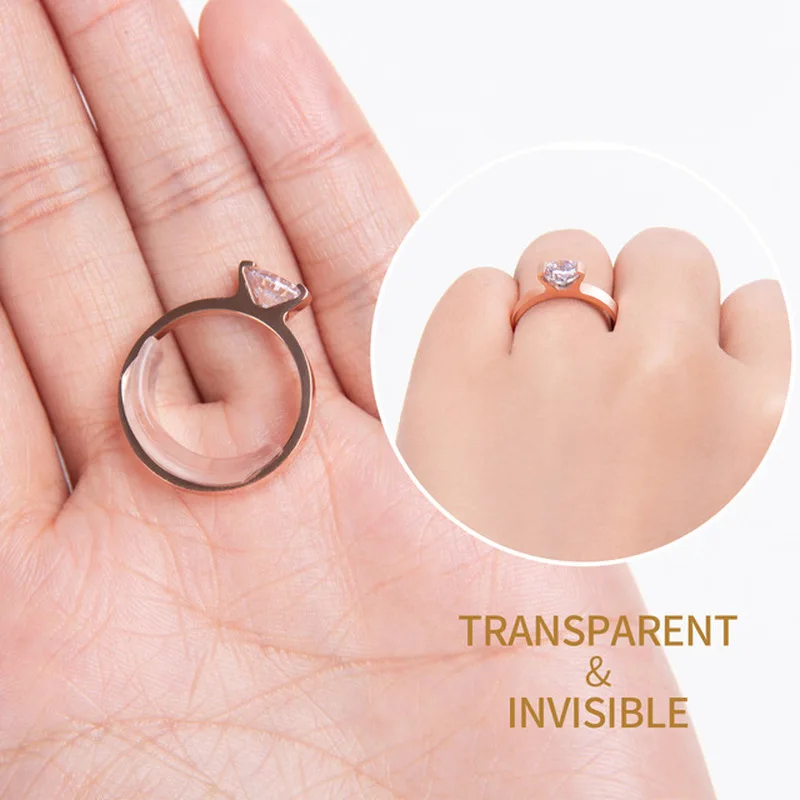 8pcs/set silicone invisible ring size adjuster transparent ring adjuster reducer sizer fit any rings