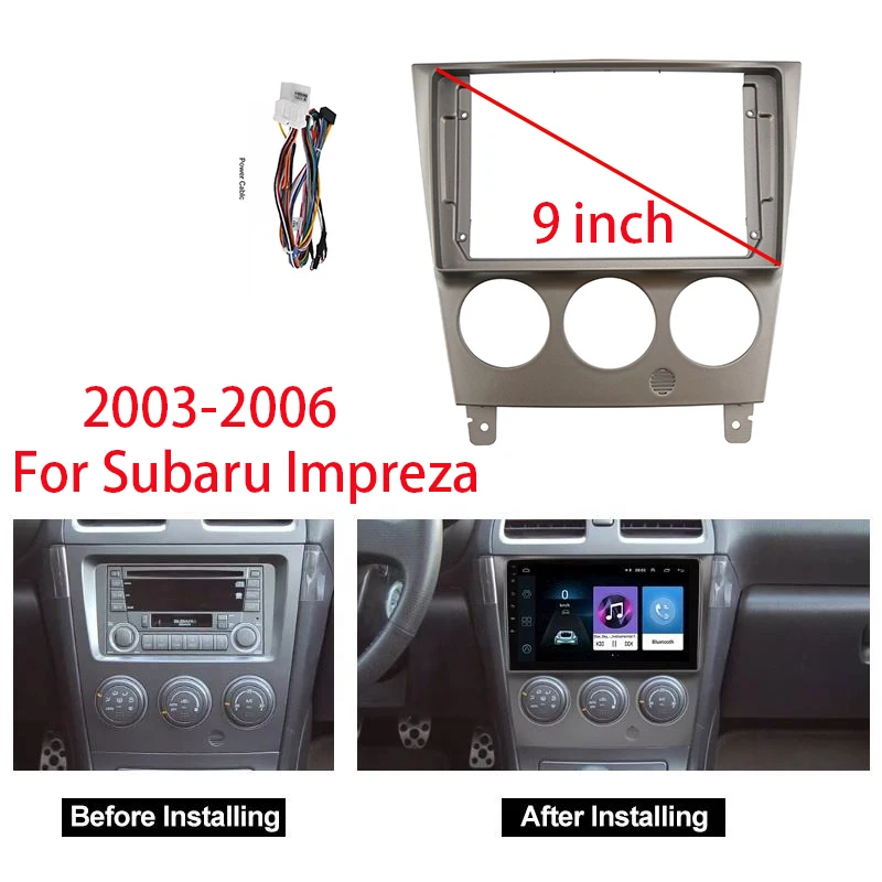 Idoing 9inch Android Radio Dash Kit Trim Frame For Subaru WRX STI Impreza GD GG 2002-2007