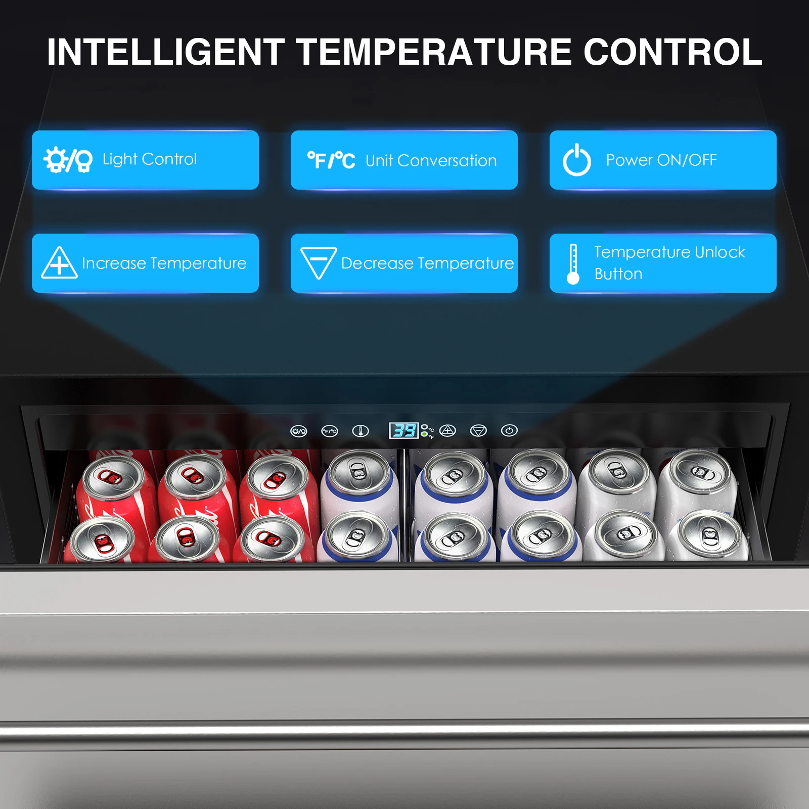 24 Inch Under Counter Double Drawer Fridge Indoor and Outdoor Beverage Refrigerator Stainless Steel Beverage Fridge  Foam Door 4