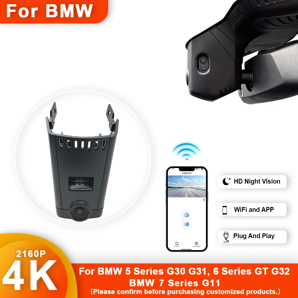 4K HD Dash Cam For BMW 5 Series,6 Series GT,7 Series,G30 G31 G32 G11-Front and Rear WIFI Car Dvr Dashcam