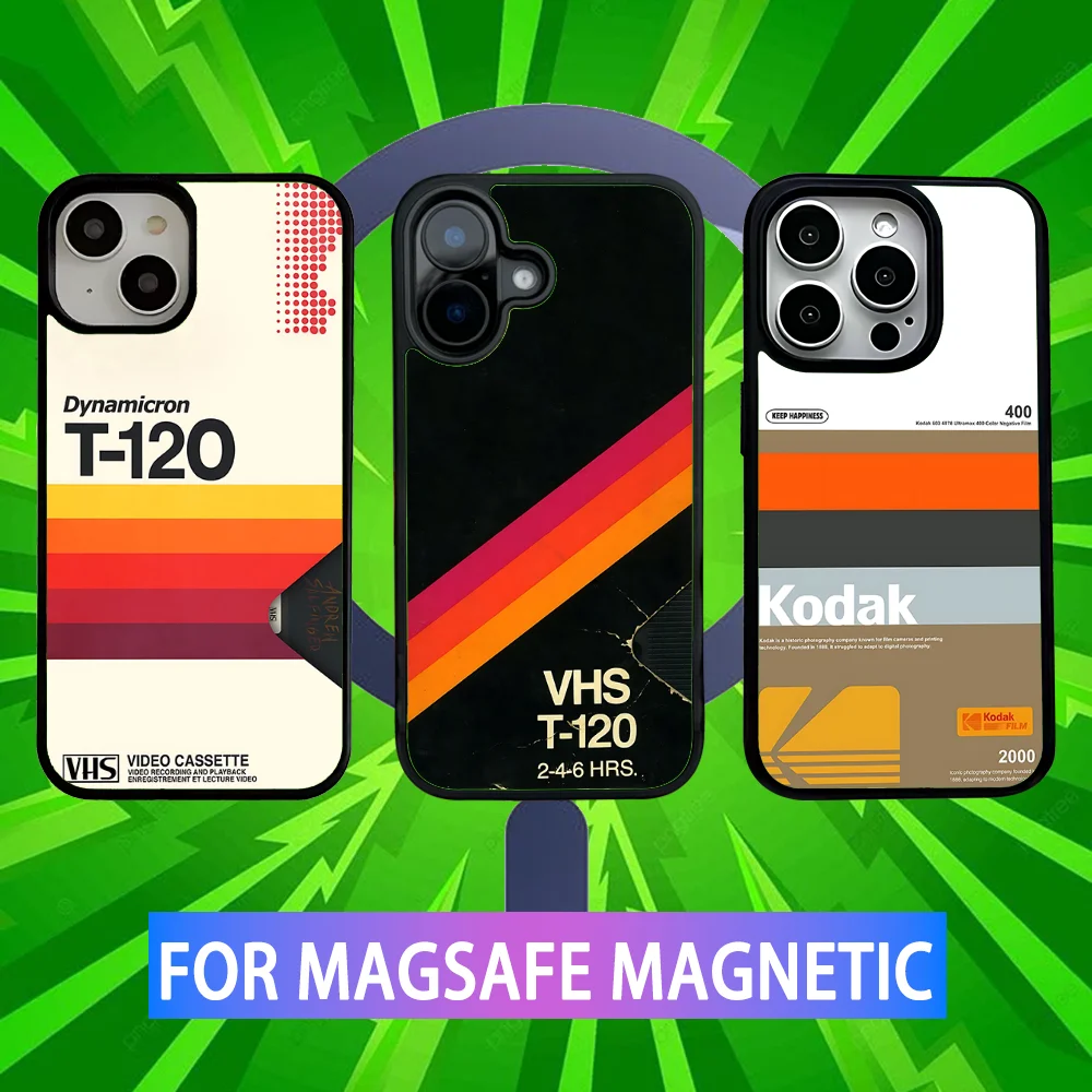Vintage VHS Video Tape Phone Case with Magsafe Magnetic Wireless Charging Compatibility