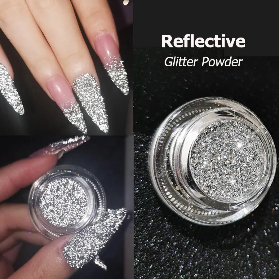6 Color Nail Art Gliiter Holographic Flakes Nail Diamonds for Nail Art  Reflective Glitter Nail Powder for Women and Girls