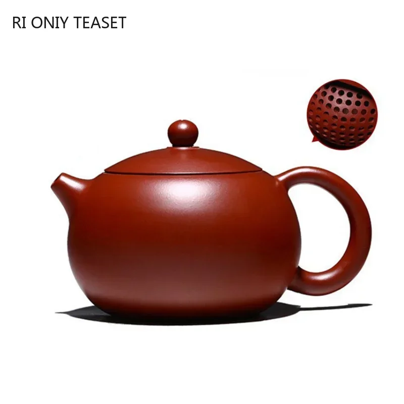 Yixing Purple Clay Teapot Handmade Ball Hole Filter Xishi Tea Pot Raw Ore Dahongpao Kettle Zisha Tea Set