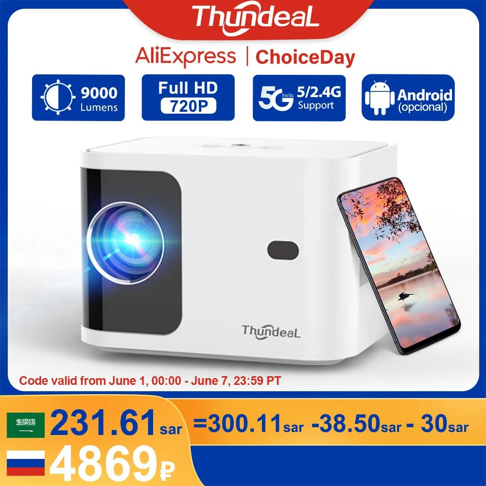 ThundeaL HD Mini Projector 1080P 2K 4K Video LED Proyector TD91 TD91W 5G WIFI Android Projector Phone Beamer 3D Video Theater