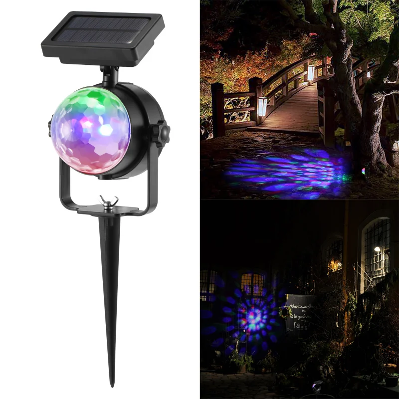 Solar Power Lamp LED Projector Light Colorful Rotating Lighting Outdoor Garden Lawn Home Courtyard Christmas Holiday Party Decor