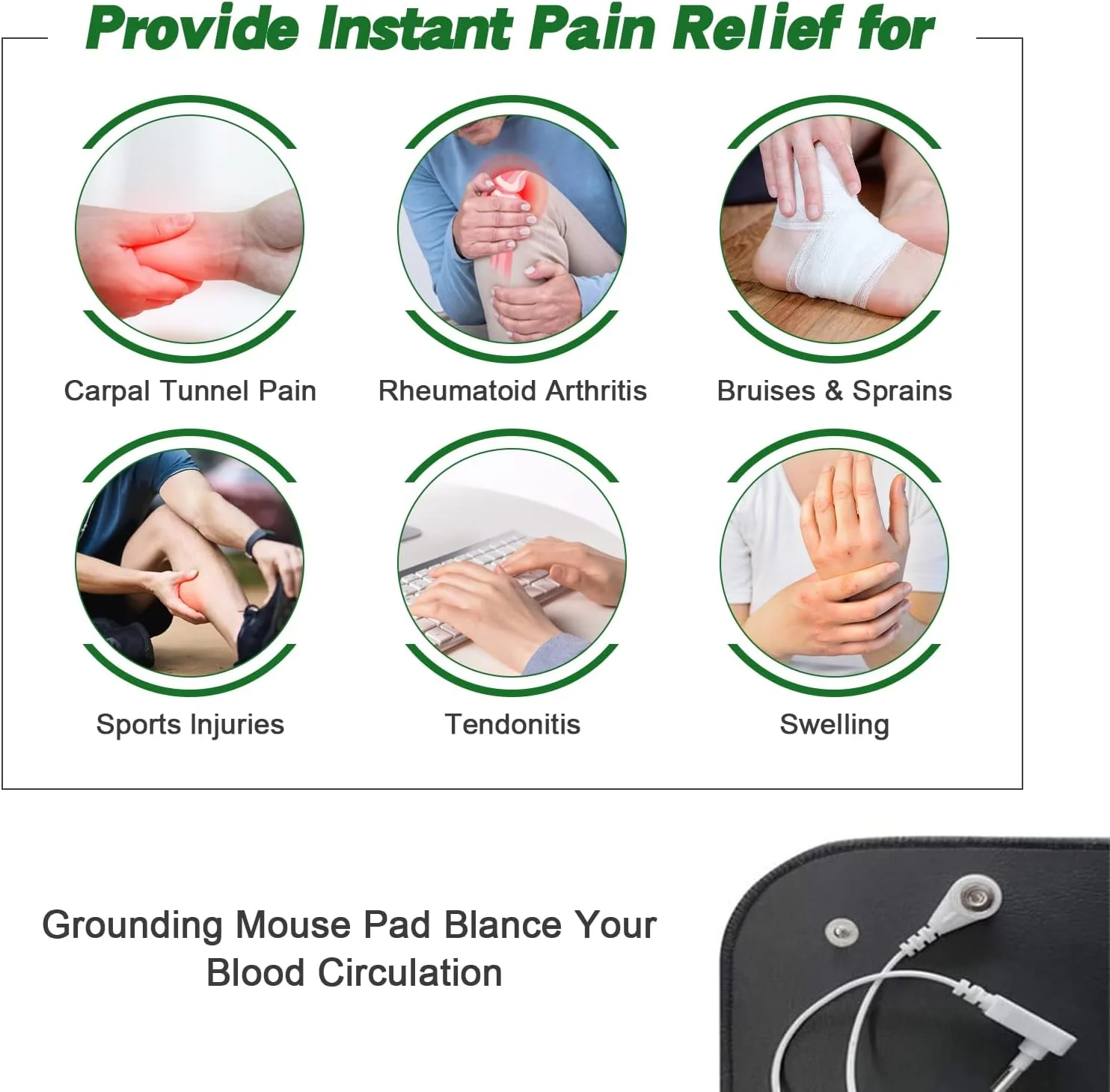 33X27CM Grounding Mat Mouse Pad for Working Office Non-Slip with Eearthing Wire to Relieve Stress Pain Inflammation Anxiety Tool