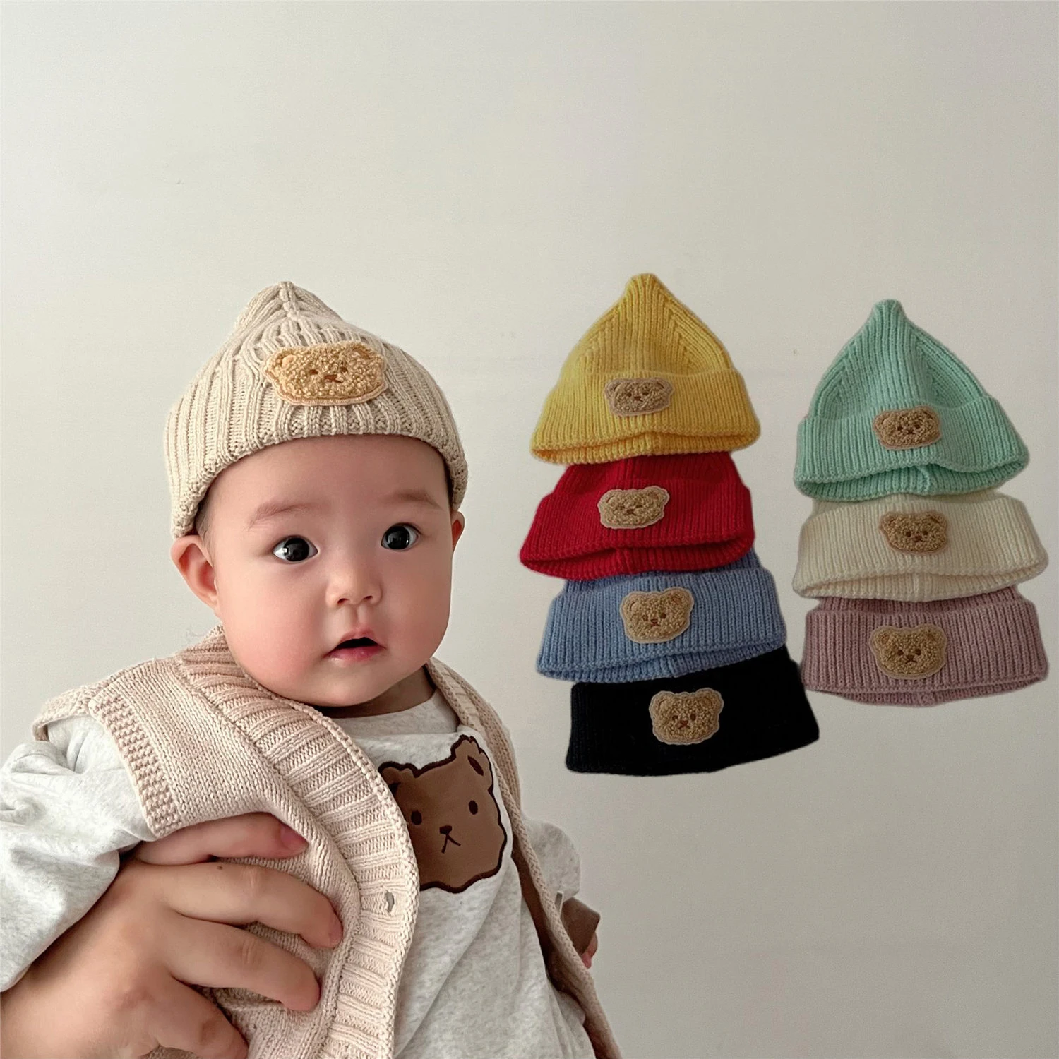 

Зимняя Вязаная Шапка-бини для младенцев