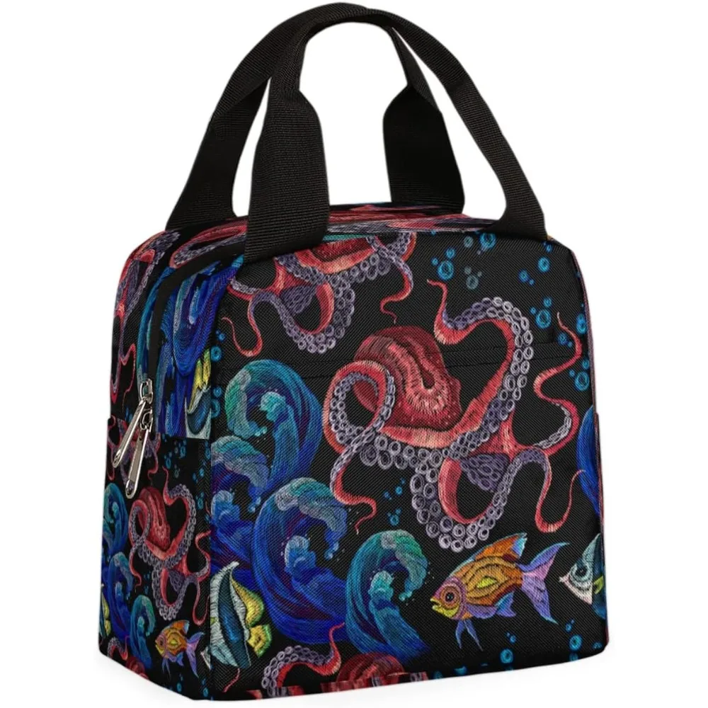 

Octopus Insulated Lunch Box for Women Men Cooler Lunch Bag Sea Portable Thermal Lunch Bags For Work Outdoor Picnic Beach