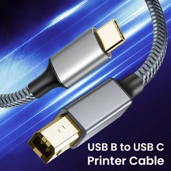 Nylon Braided USB C to USB B Printer and MIDI Cable - 3m