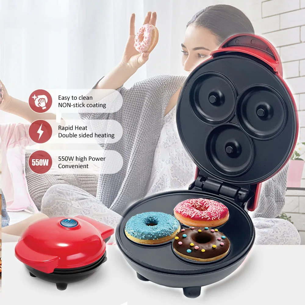 Mini Donut Maker Nonstick Easy to Clean Makes 8 Doughnuts Lightweight Kid