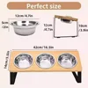 Elevated Cat Bowls - Set of 2/3 stainless steel Pet Food Bowls with Wooden & Metal Stand - 15 degree tilt Cat accessories 4